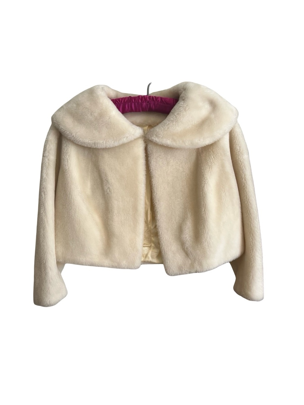 Vintage Ivory Faux Fur Cropped Jacket Women’s S/M Soft Luxe Glam Evening Coat - Picture 2 of 3